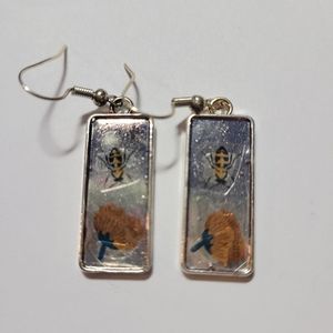 Bee and flower earrings